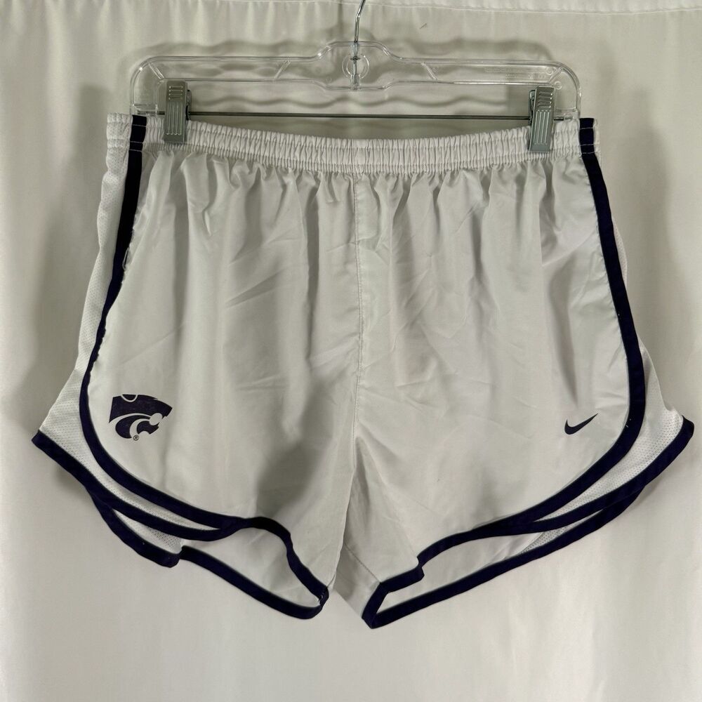 K State Wildcats Nike Running Shorts Women's Large Blue Lined Pull On Inner Pock